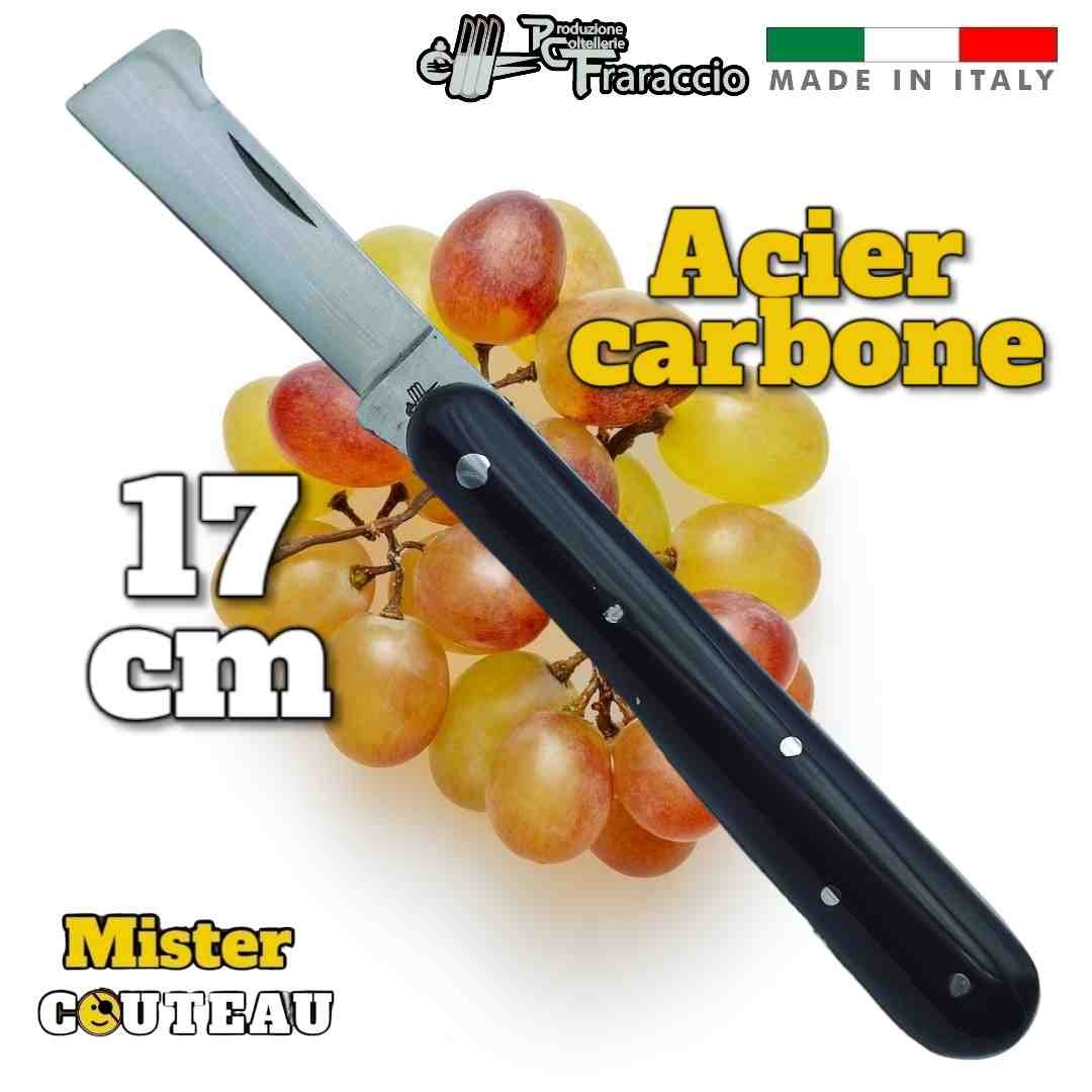 Couteau italien Fraraccio greffoir manche ABS lame carbone 17 cm