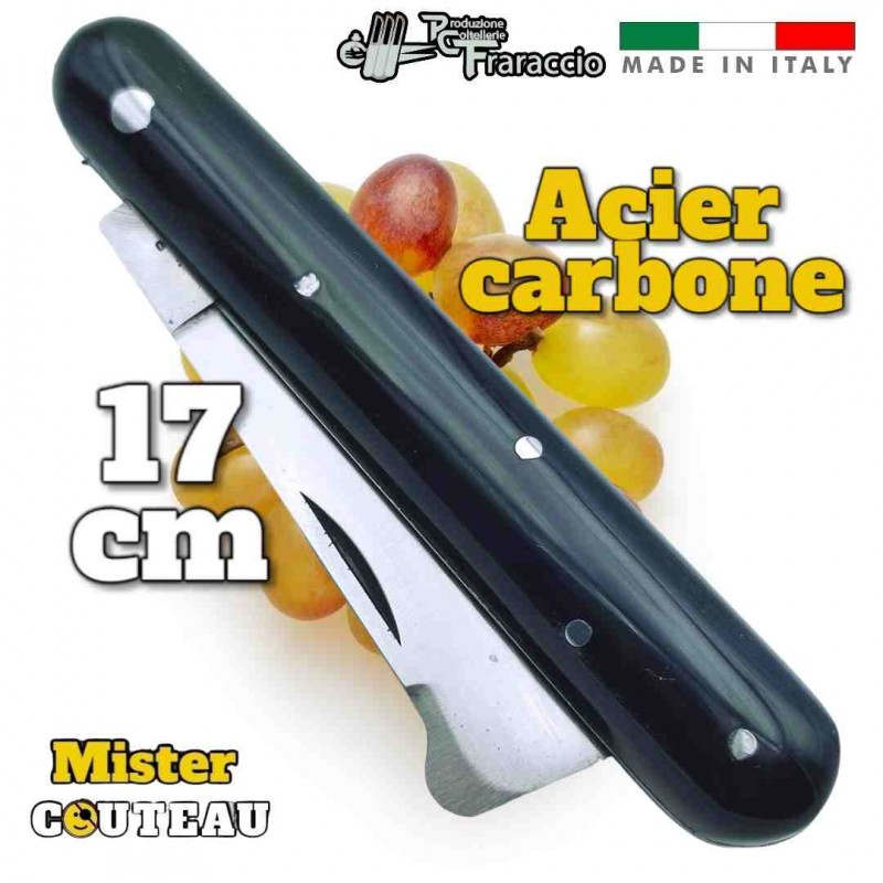 Couteau italien Fraraccio greffoir manche ABS lame carbone 17 cm