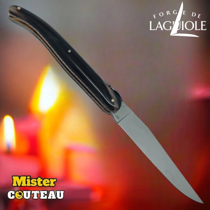 Couteau Forge Laguiole Custom tête de mort Rambaud pointe corne