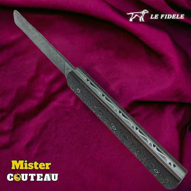 Couteau  20/20 fibre carbone cuivre damas