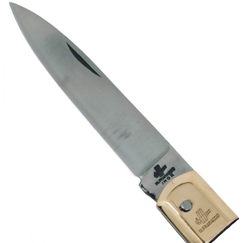 Couteau italien Fraraccio Sfilato ABS blanc mitre laiton 18.5 cm