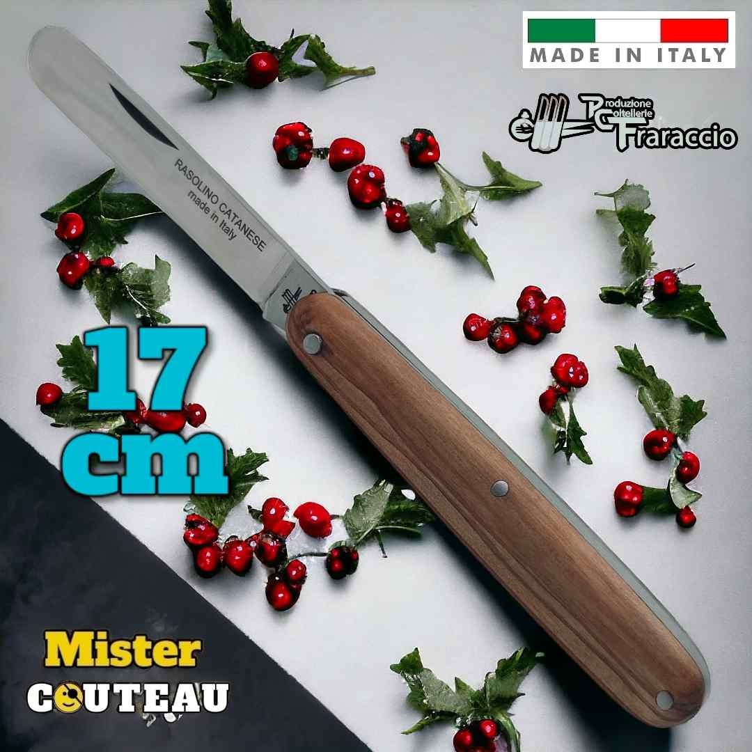 Couteau italien Fraraccio Rasolino pointe ronde Catanese olivier 17cm