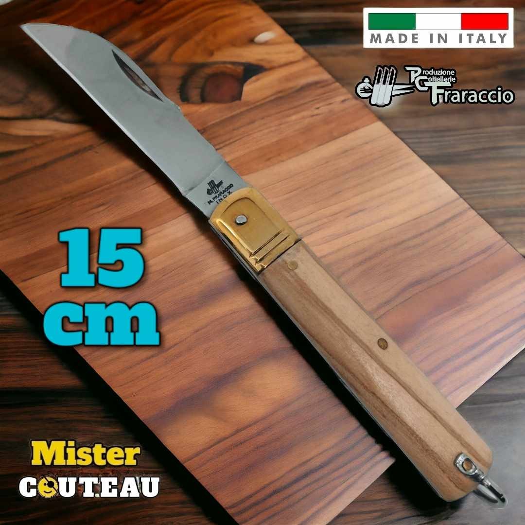 Couteau Fraraccio Martinese olivier mitre laiton 15 cm
