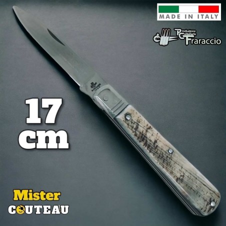 Couteau Fraraccio Italie Sfilato corne antique mitre laiton 17 cm
