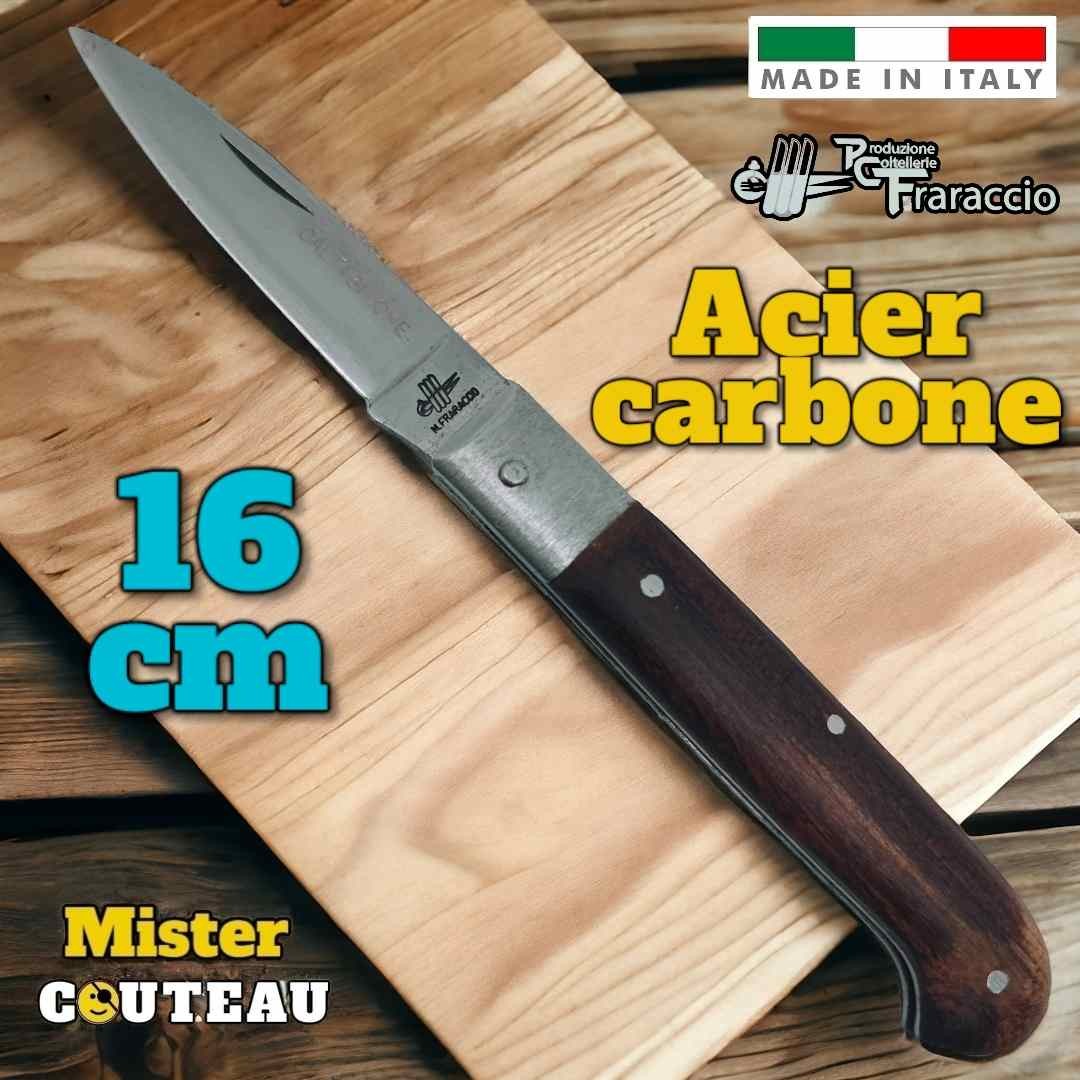 Couteau Fraraccio Italie Caltagirone cerisier acier carbone 16 cm