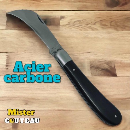 Couteau serpette 555 France Sauzedde roddier bois ebene lame carbone Thiers
