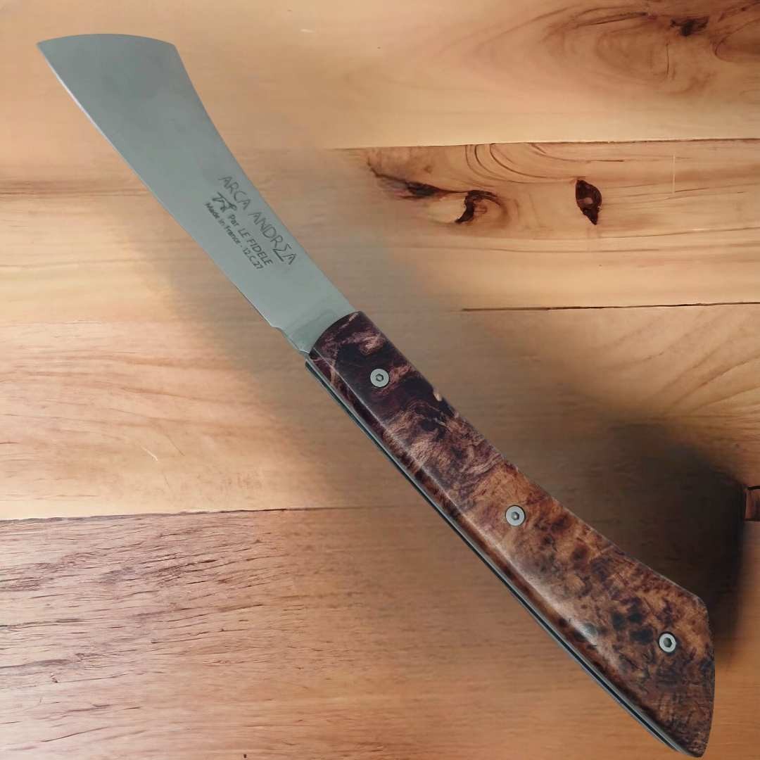 Couteau  Arca Andrea par Le Fidèle loupe de frene stabilisé