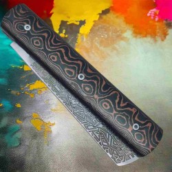 Couteau  20/20 Le Fidèle fibre carbone cuivre gravure street art