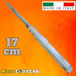 Couteau Italie Fraraccio Sfilato ABS blanc mitre laiton 17 cm