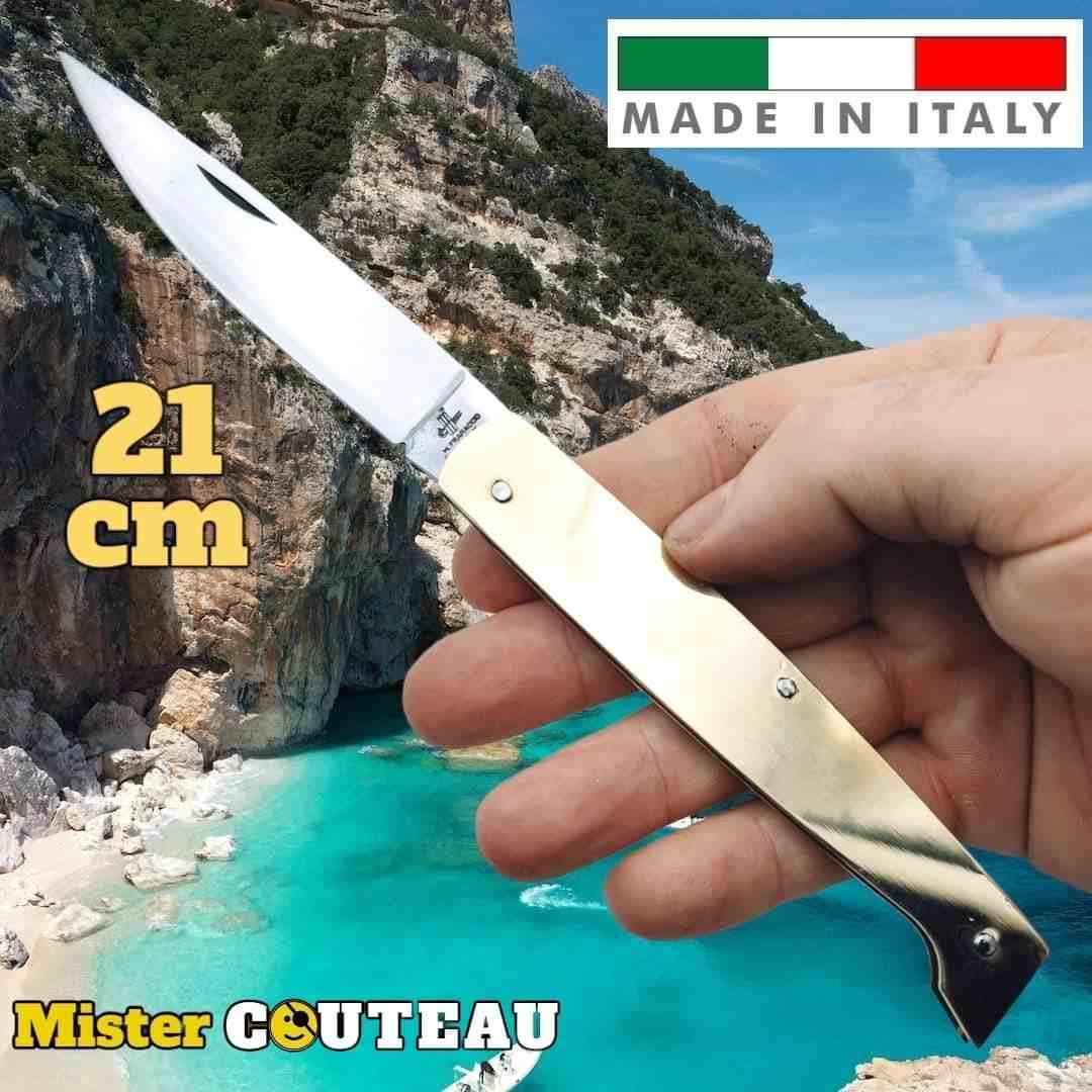 Couteau Fraraccio Italie Pattada laiton 21 cm