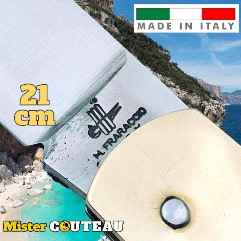 Couteau Fraraccio Italie Pattada laiton 21 cm