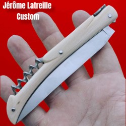 Exceptionnel couteau custom Laguiole Custom Latreille 13cm ivoire de mammouth tire bouchon