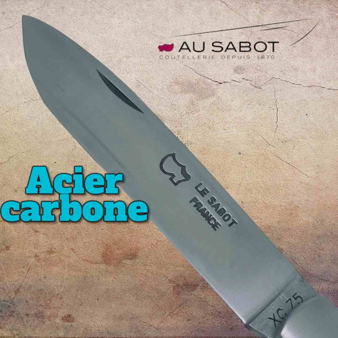 Couteau de berger Au Sabot 2 lames en carbone olivier