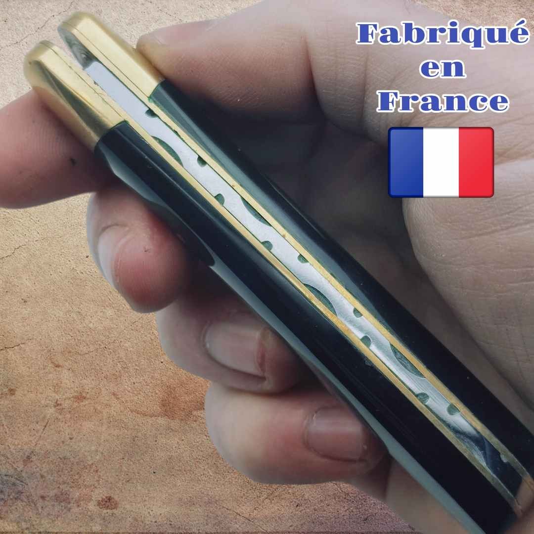 Couteau greffoir Fils du vent résine noire lame acier carbone