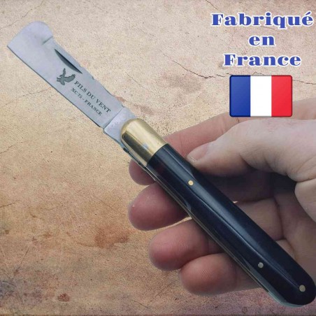 Couteau greffoir Fils du vent résine noire lame acier carbone