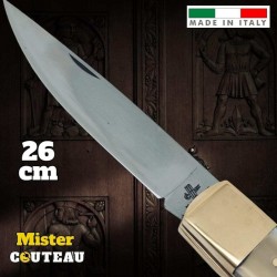 Couteau italien Pattada 26 cm corne polie mitre platines laiton par Fraraccio