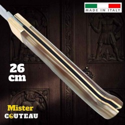 Couteau italien Pattada 26 cm corne polie mitre platines laiton par Fraraccio