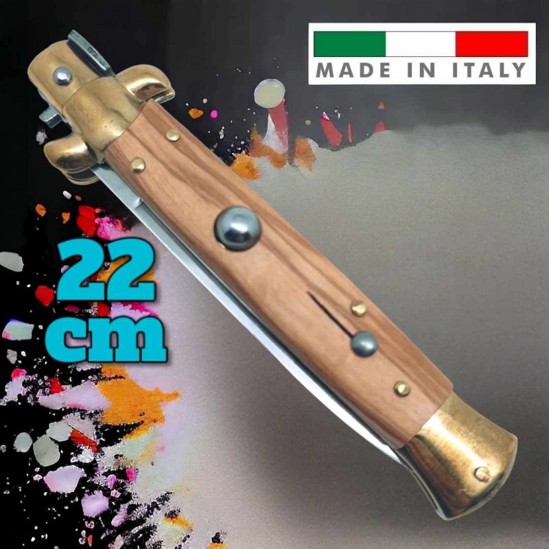 Couteau automatique italien cran d’arrêt bois olivier 22 cm