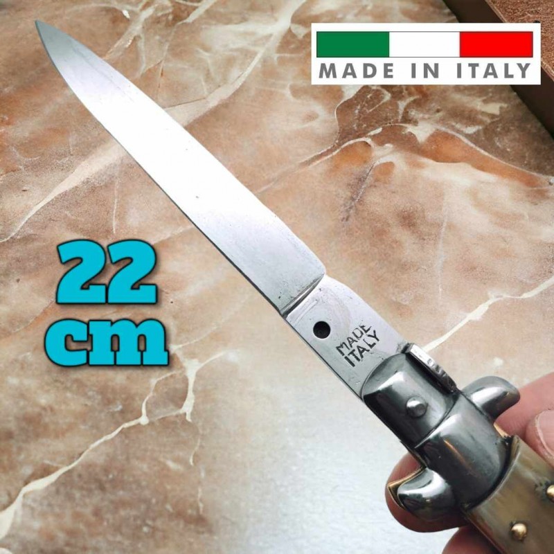 Couteau automatique italien cran d’arrêt corne claire 22 cm