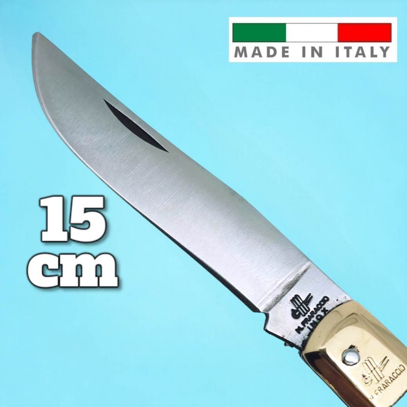 Couteau coltelli Fraraccio PCF Zuavo olivier mitre laiton Italie 15 cm