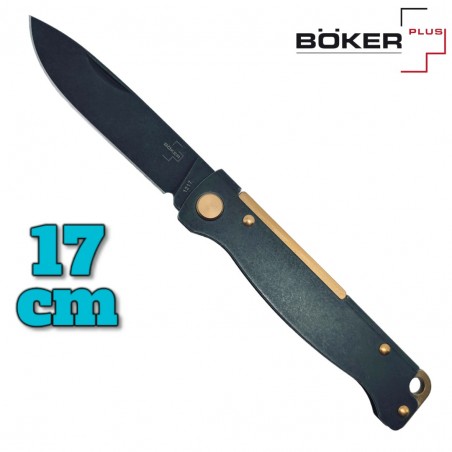 Couteau Boker Plus Atlas Black Stonewash Brass 17 cm