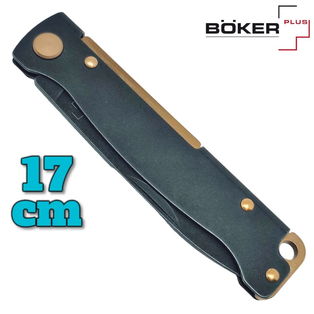 Couteau Boker Plus Atlas Black Stonewash Brass 17 cm