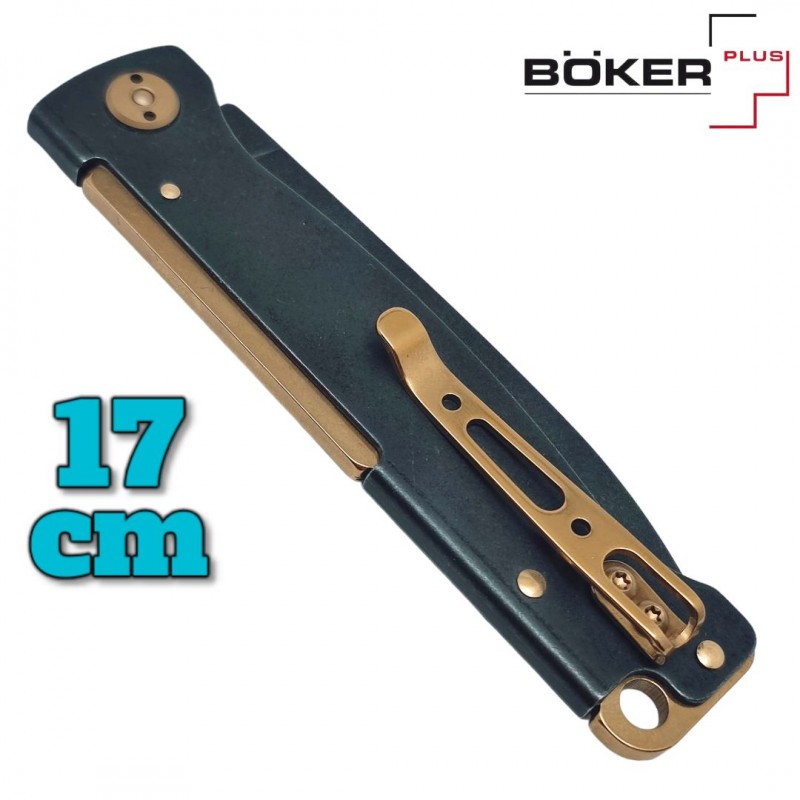 Couteau Boker Plus Atlas Black Stonewash Brass 17 cm