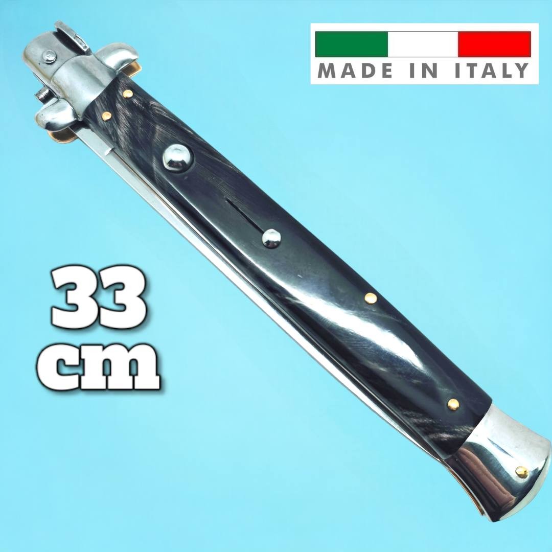 Couteau automatique Stiletto italien cran d'arret corne 33 cm