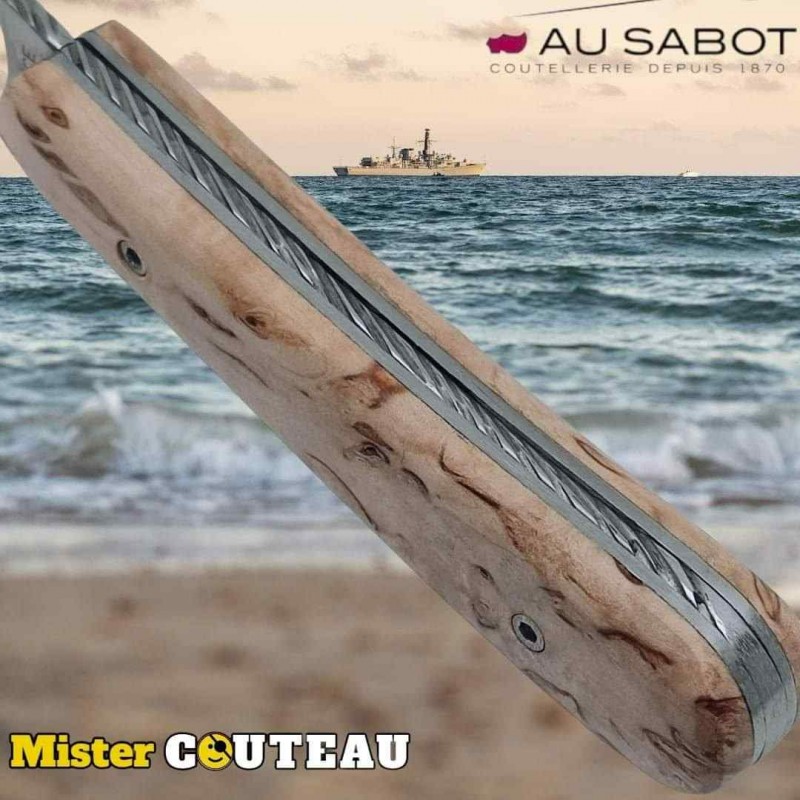 Couteau pliant l'Armor prestige London Au Sabot guillochage cordage bouleau de Finlande