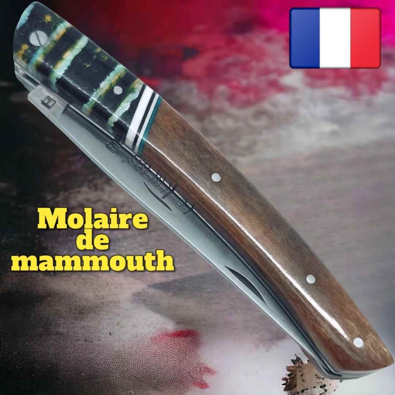Couteau Thiers par Le Fidèle molaire de mammouth vert  os de chameau modèle 2