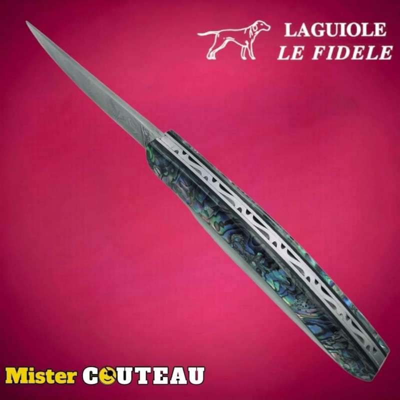 Couteau Laguiole pliant 12cm lame damas en carbone Laguiole Village