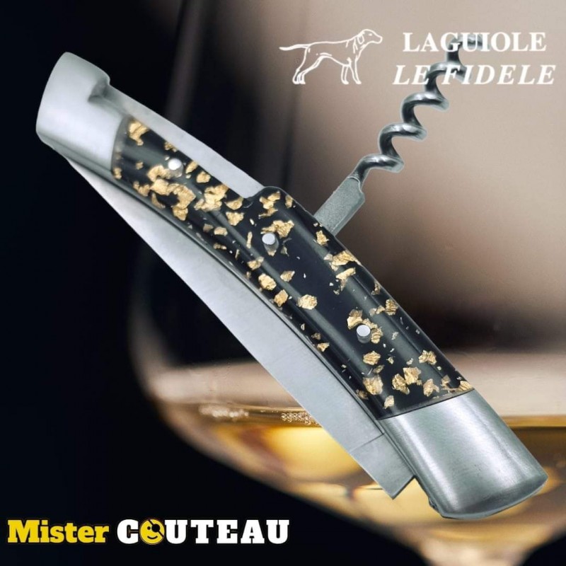 Couteau pliant Thiers par Le Fidèle feuille d'or tire-bouchon 20 cm