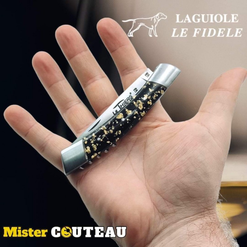 Couteau pliant Thiers par Le Fidèle feuille d'or tire-bouchon 20 cm