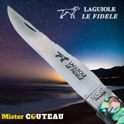 Couteau pliant Laguiole Le Fidèle mouche forgée feuille abalone