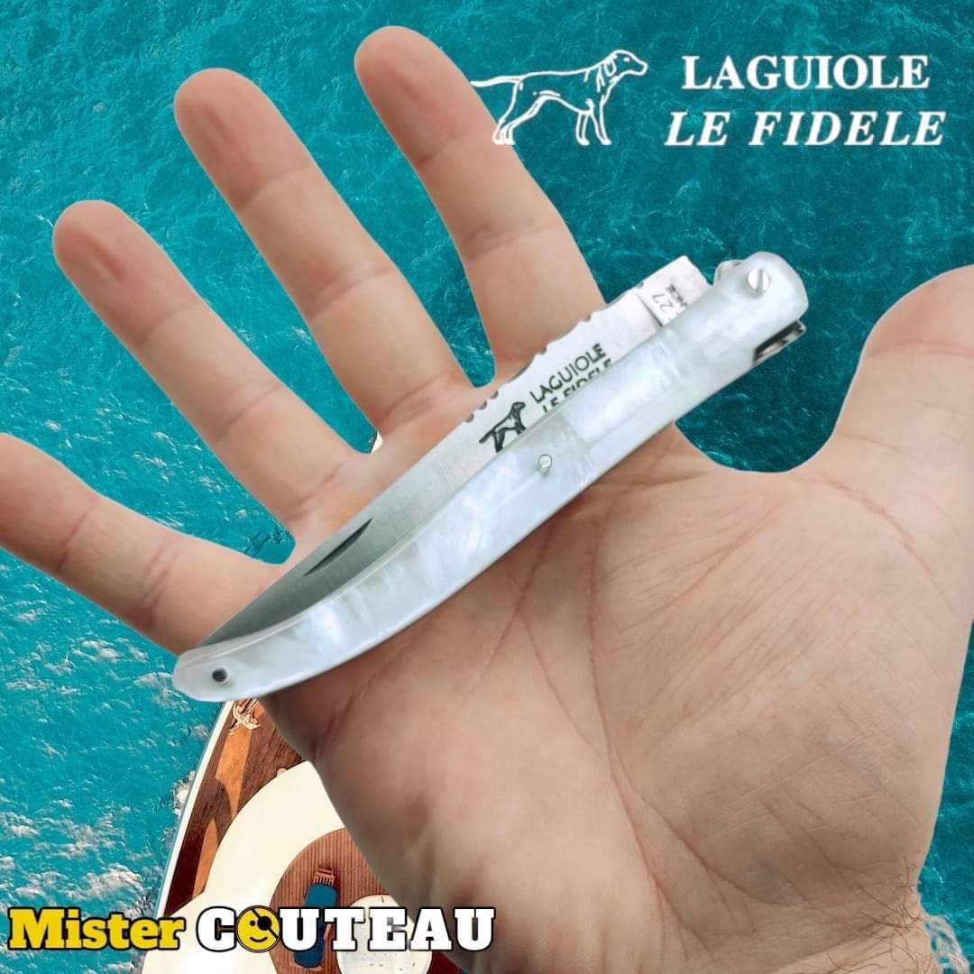 Couteau pliant Laguiole Le Fidèle mouche forgée nacre 22 cm