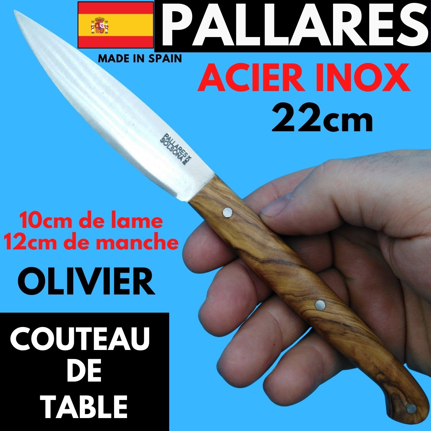Couteau de cuisine Pallarès Solsona - Couteau d'office 10 cm acier