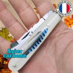 Couteau greffoir Fils du vent plume bleue geai des chenes lame acier carbone