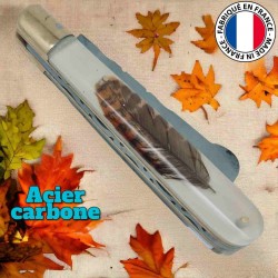 Couteau greffoir Fils du vent plume bécasse lame acier carbone