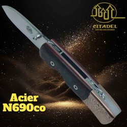 Couteau pliant Citadel Stavanger fat carbone mokumé 16,8 cm