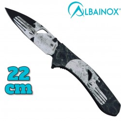 Couteau pliant AlbaInox tete de mort Punisher impression 3D 22cm