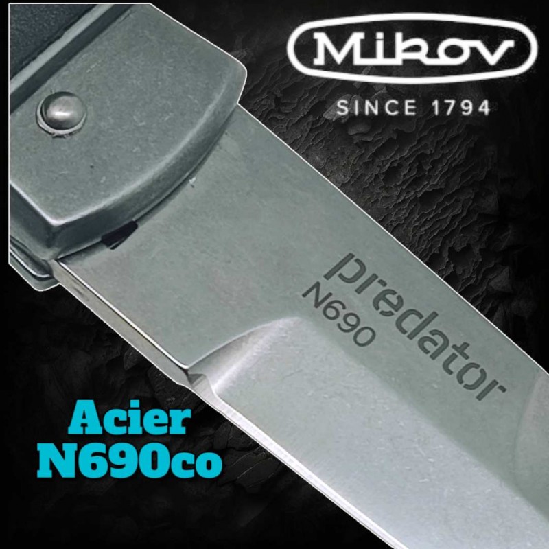 Couteau automatique Mikov Predator acier N690 cobalt