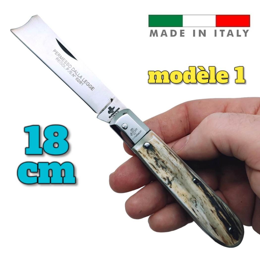 Couteau Fraraccio PCF permesso della legge corne antique mitre inox 18 cm modèle 1