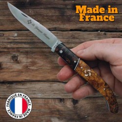 Couteau  basque Yatagan Le Fidèle loupe peuplier érable croix 22cm