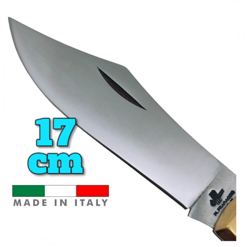 Couteau italien Fraraccio PCF Pugliese corne claire mitre laiton 17 cm