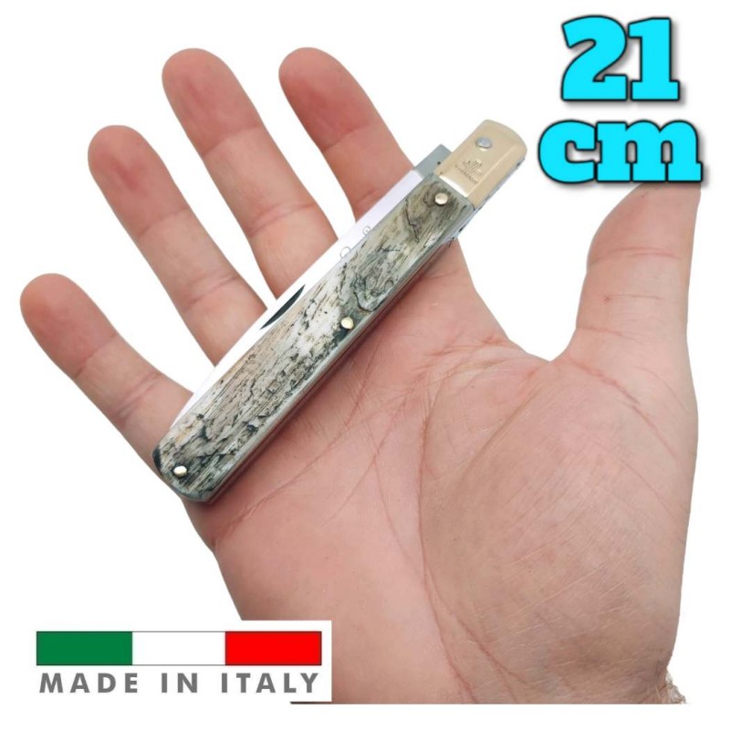 Couteau italien Fraraccio PCF Stiletto corne antique mitre laiton 21 cm