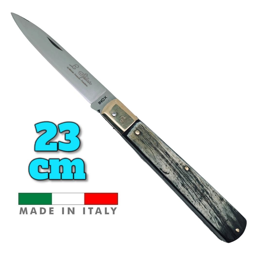 Couteau italien PCF Fraraccio Sfilato corne antique mitre laiton 23 cm