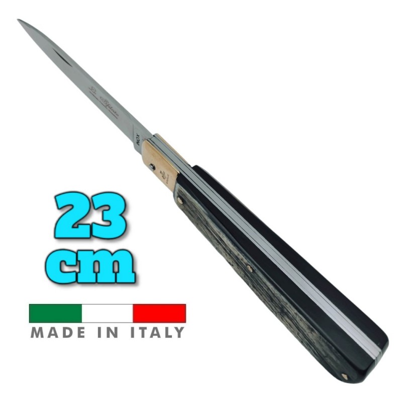 Couteau italien PCF Fraraccio Sfilato corne antique mitre laiton 23 cm