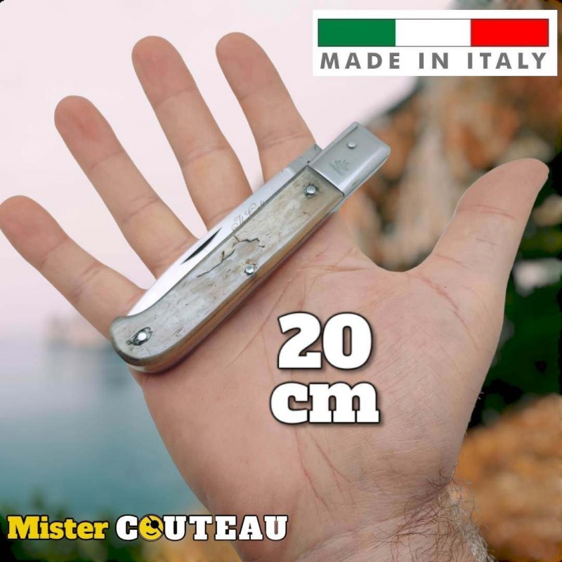 Couteau italien Fraraccio PCF Caltagirone corne claire antique mitre inox 20 cm