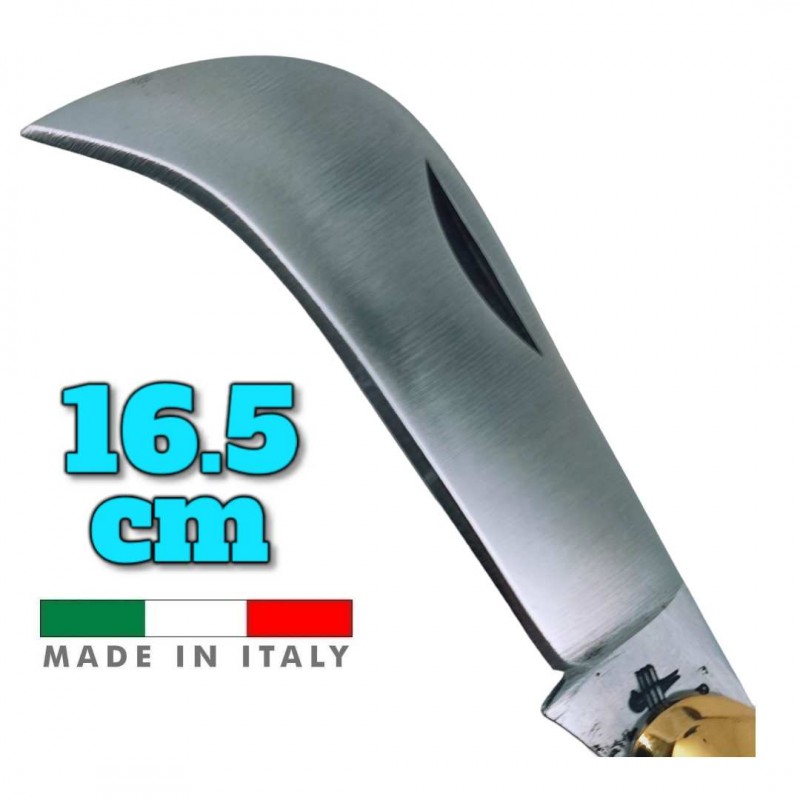 Couteau italien Fraraccio PCF serpette roncola corne mitre laiton 16.5cm