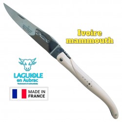 Couteau Laguiole Aubrac forgé ivoire mammouth plein manche 22cm